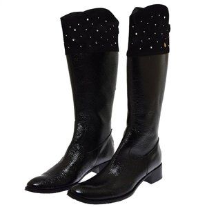 Fiorangelo Tall Black Patent Leather & Suede Boots 40EU/9.5 NEW Made in Italy